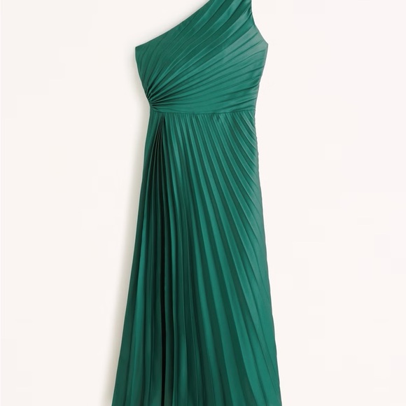 Giselle Pleated One-Shoulder Maxi Dress Dark Green XSP - Picture 2 of 3